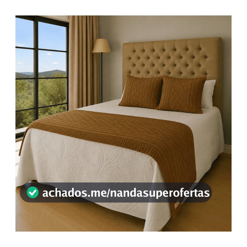 Peseira Manta + Capa Almofadas de Tricot Cama/Sofá Essenza European Links Textura Sofisticada RS Malhas Decor