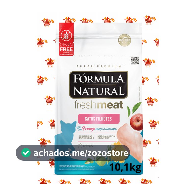 Ração 10,1kg Fórmula Natural Fresh Meat Gatos Filhotes Frango, Maçã e Cúrcuma