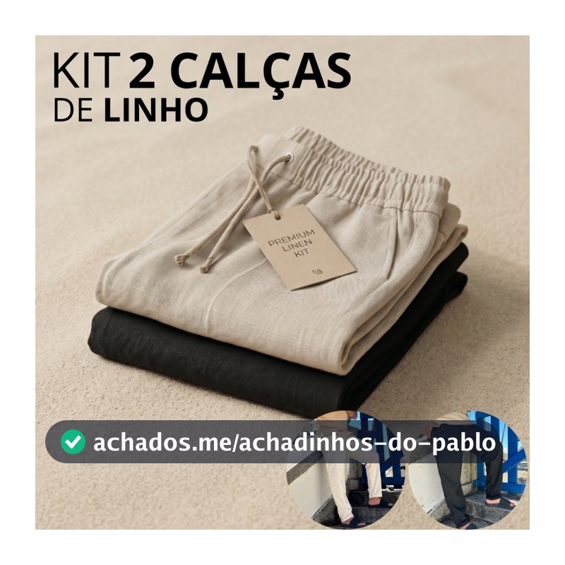 Kit 2 Calça De Linho Masculina Rústica Leve Bege Praia Cordão Ajustável Premium Verão Estilosas