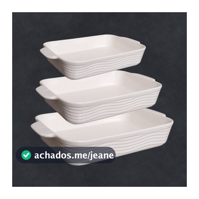 Travessa Assadeira Refratárias Alça Porcelana Branca