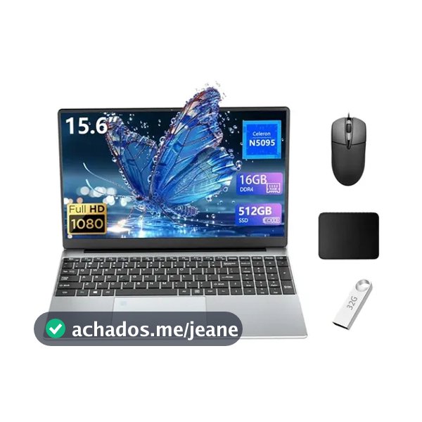 Notebook Gamer 15,6 Polegadas Intel N5095 (2025) - 16GB RAM + 512GB SSD, Live Streaming, Leve e Rápido