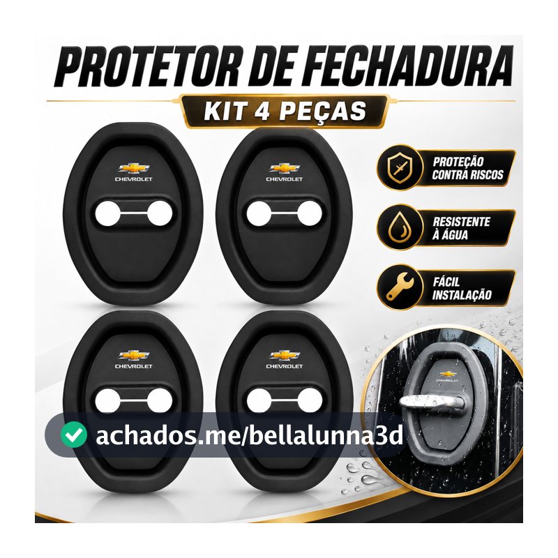 Capa Protetora Para Fechadura De Porta De Carro Chevrolet , 4 Unidades , Onix Prisma Cobalto Spin Cruze Tracker Equinox