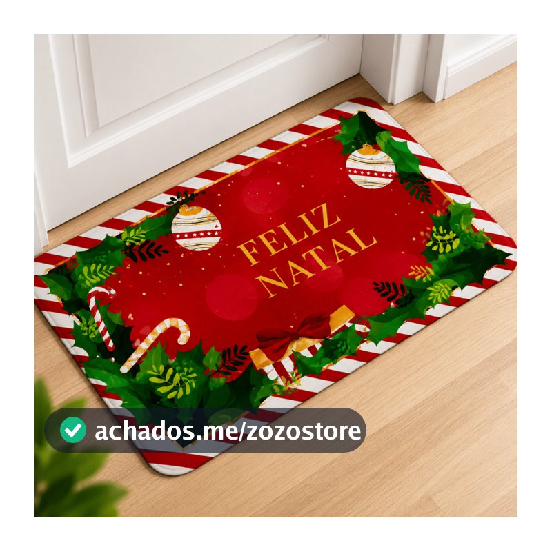 Tapete de Porta Natal Capacho Decorativo Entrada Natalino 59cmx39cm