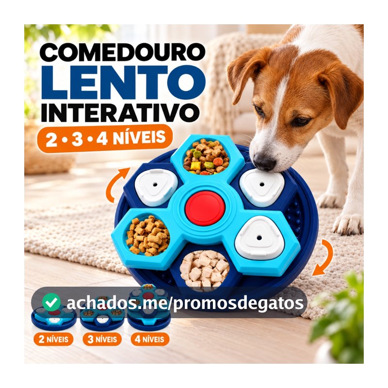Comedouro Lento Interativo para Cães e Gatos 2/3/4 Níveis Antiansiedade Cor Sortida