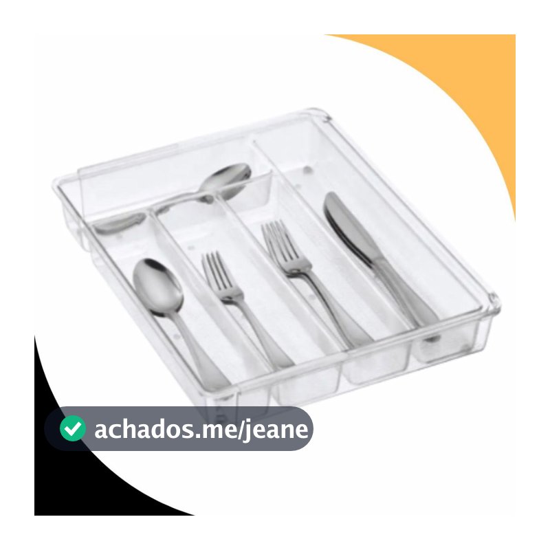 Organizador Gaveta Armário Acrílico Talheres Gaveta C/ 5 Divisórias Facas Garfos Talheres Plastutti