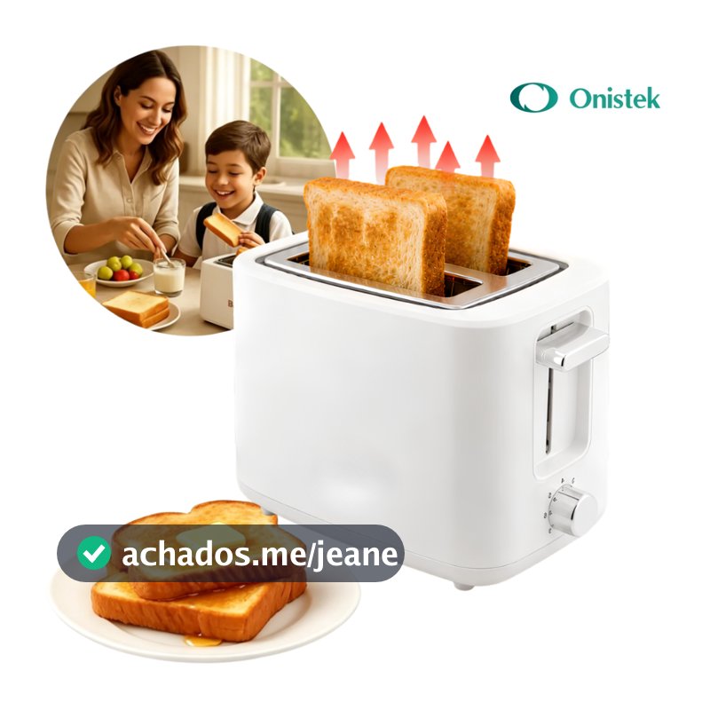 Torradeira Elétrica 2 Fatias 650W 127V/220V Branca 7 Níveis Pão de Forma Café da Manhã Cozinha