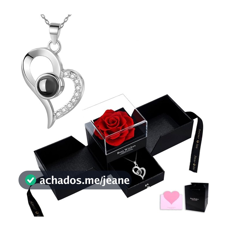 Caixa de Presente Com Flores Preservadas Colar Romântico para Mulheres