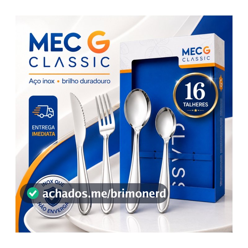 Kit Conjunto Jogo De Faqueiro Classic 16 Peças Aço Inox Mec G