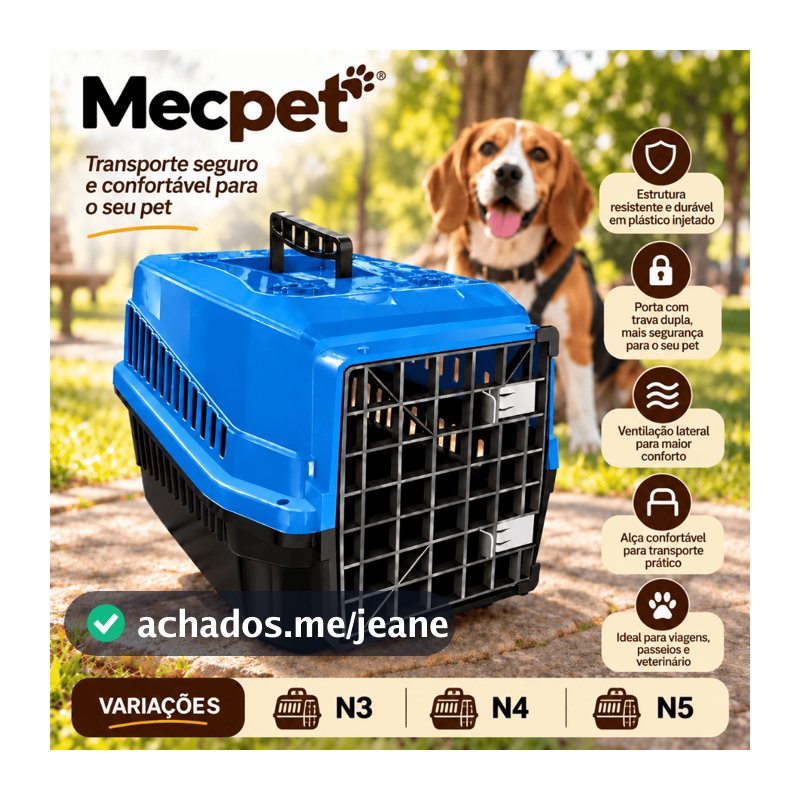 Caixa de viagem transporte N3 a N5 seguro resistente com alça para cachorro cães gato coelho mec pet