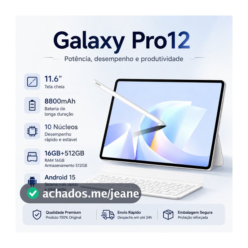 Galaxy Pro12 Tablet | 16GB RAM 512GB | 11.6" HD Screen | Android 15 | 5G | Free Keyboard and Mouse