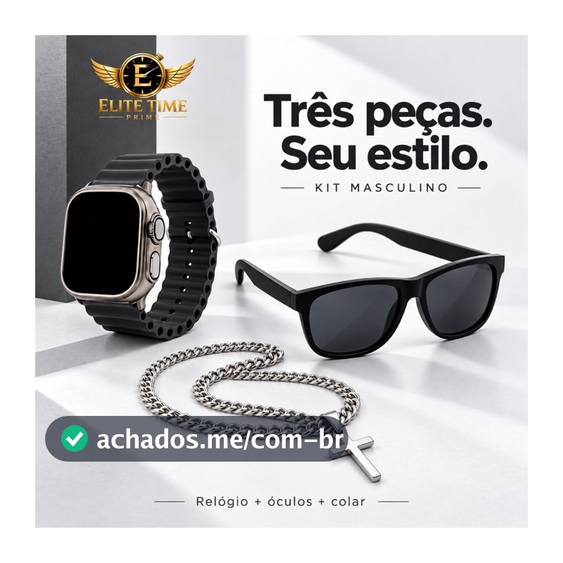 Kit Presente Masculino 3 Peças Relógio Digital LED Óculos de Sol UV400 Corrente Pingente Cruz Namorado Pai Natal