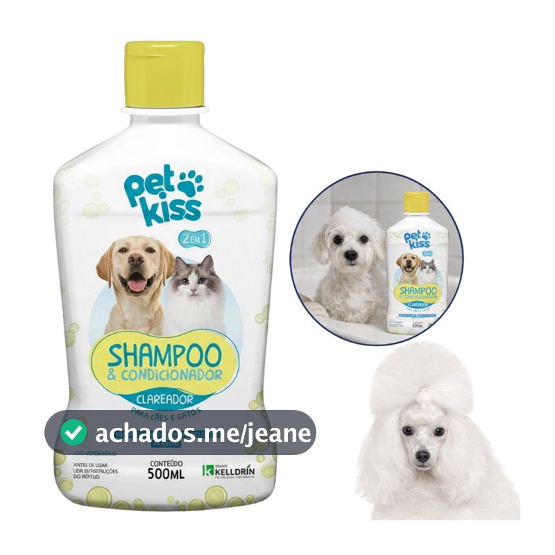 Shampoo Clareador 2 em 1 Para Cães e Gatos 500ml