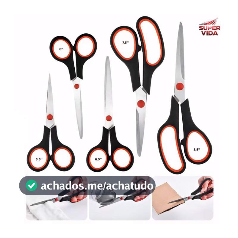 Kit de Tesouras 5 Peças Luatek LWJ-109 5.5 a 8.5" para Casa, Escritório e Costura