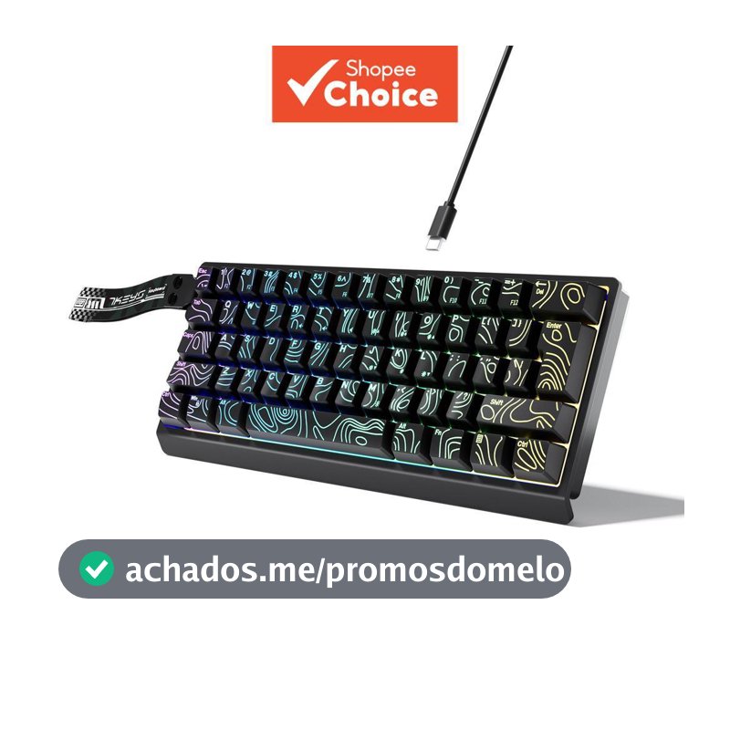 Teclado para jogos com fio retroiluminado RGB, compacto 60%, 61 teclas, G61-5, teclado ergonômico com conexão USB Tipo-C