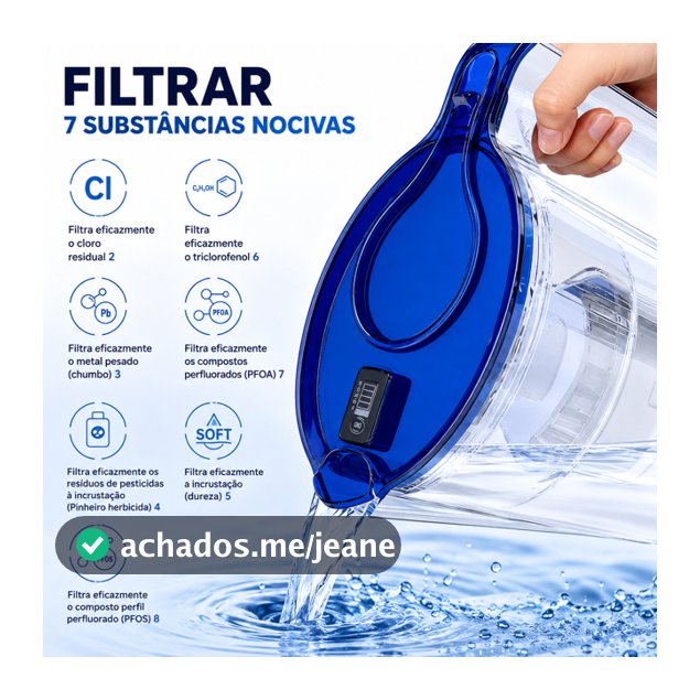 Jarra Purificadora de Água com Filtro Portátil para Casa 2,5L