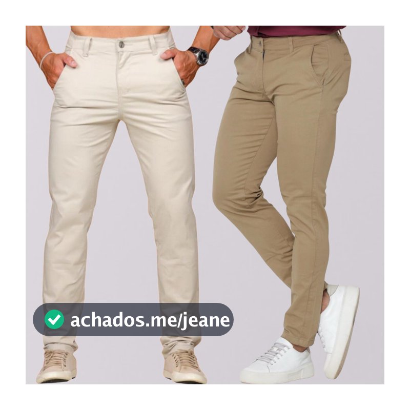 Kit 2 Calças Masculina Sport Fino Casual Sarja Elegante Elastano Lycra