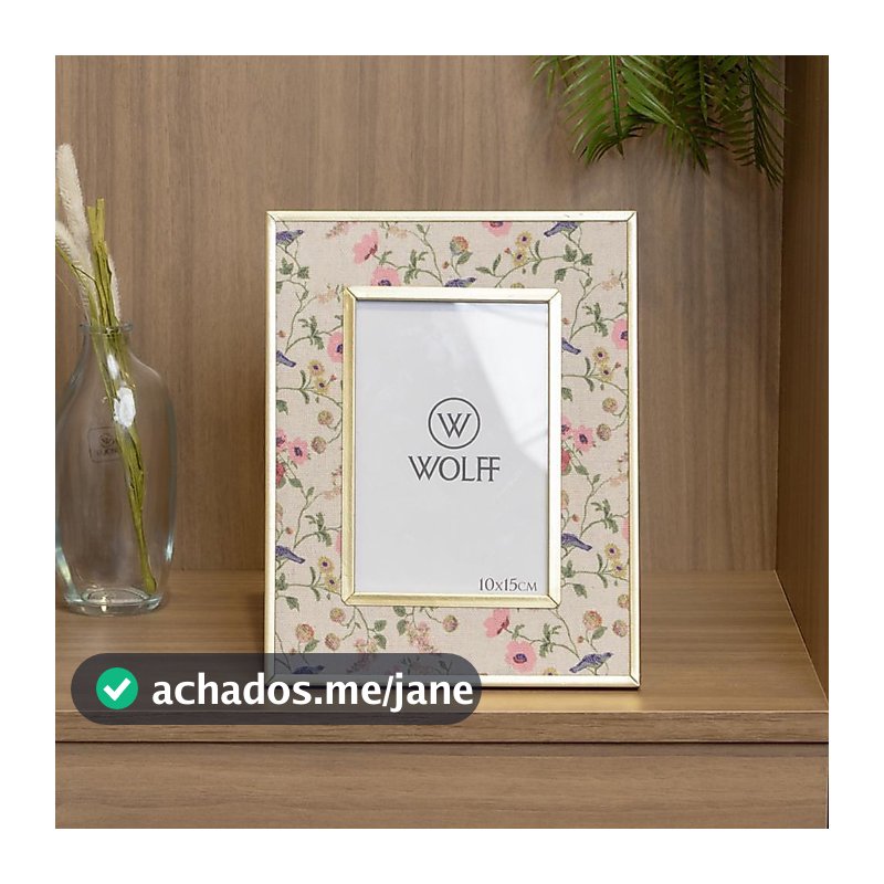 Porta Retrato Blossom Garden 10x15cm Metal Dourado Wolff para Foto Decoração Mesa Aparador Quarto Sala Presente Elegante