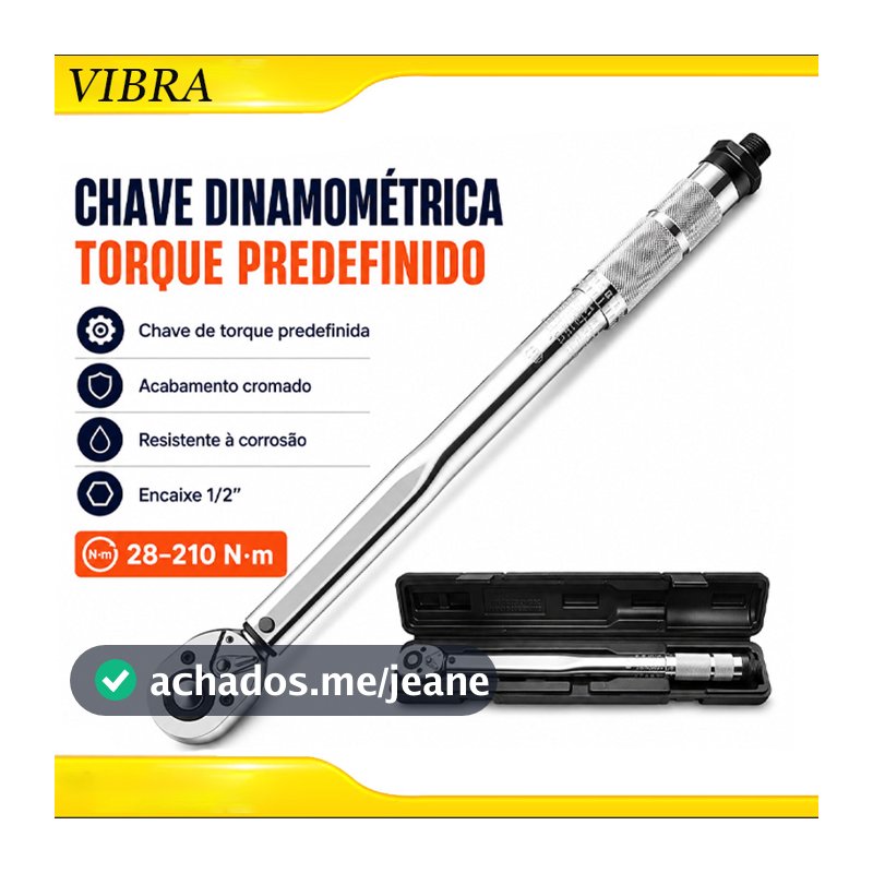 Torquímetro 1/2" 28-210Nm Ajustável para Rodas e Manutenção Automotiva Profissional