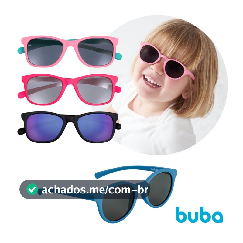 Óculos de Sol Infantil Flexível 3 A 5 Anos com Proteção Original Não Quebra Armação Proteção 100% UVB Buba Menina Menino