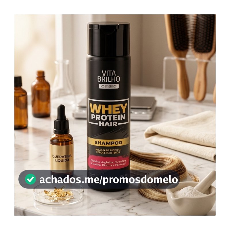 Shampoo Whey Protein Hair 300ml Vita Brilho Profissional Fortalecimento, Nutrição e Hidratação Capilar