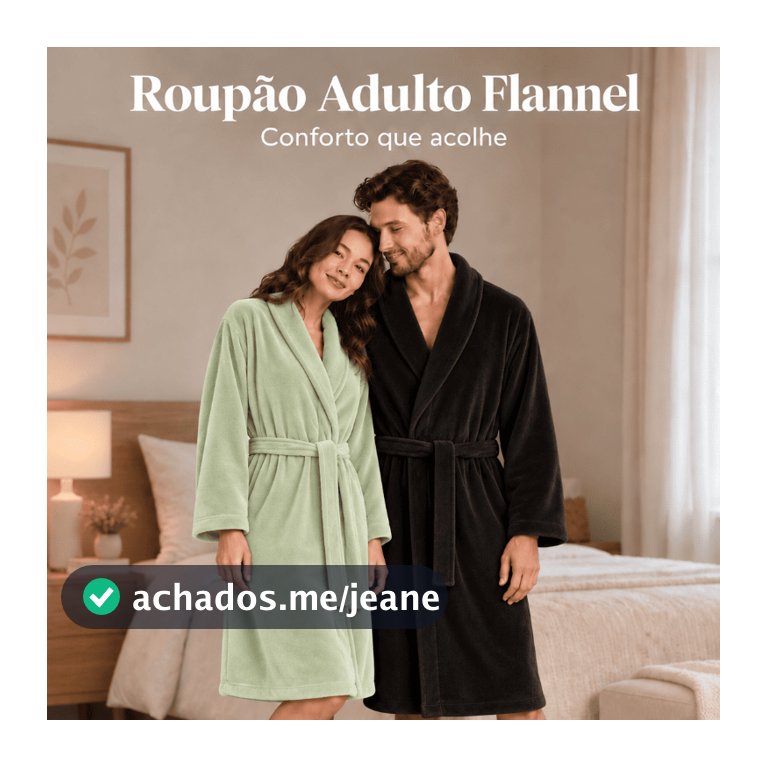 Roupão de Luxo Premium Adulto Unissex Microfibra Flanelado 230g Aveludado Quentinho com Cinto Bolsos Várias Cores