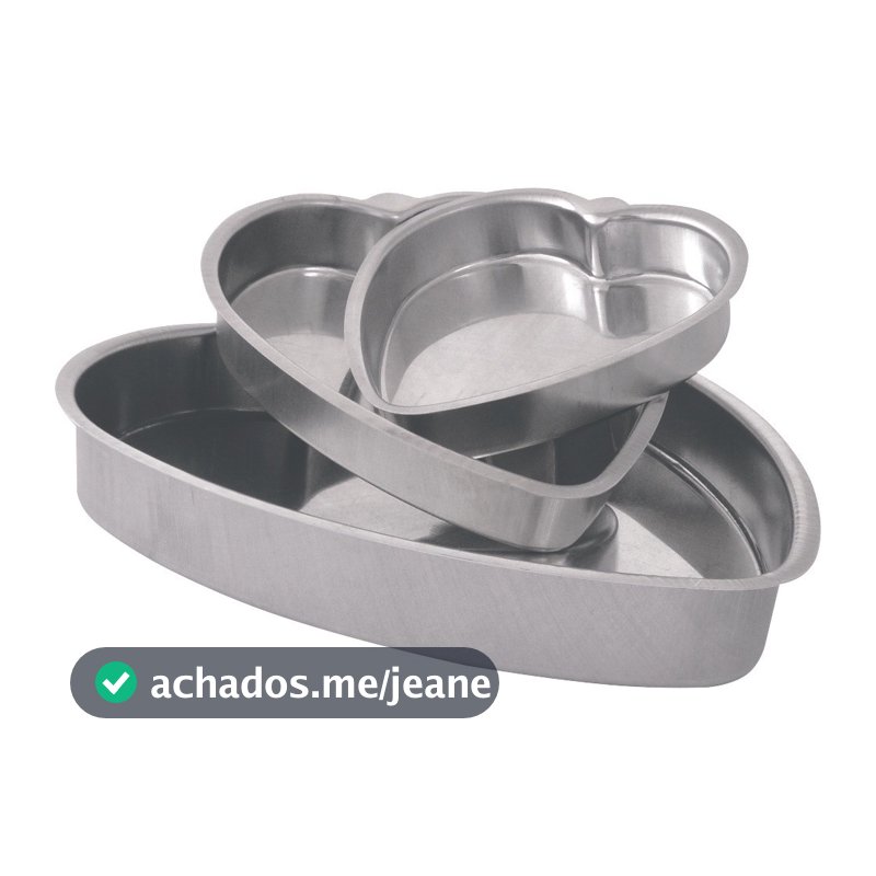 Kit de Forma Assadeira Em Alumínio Coração 1 2 3 Pão Pizza Bolo Forno
