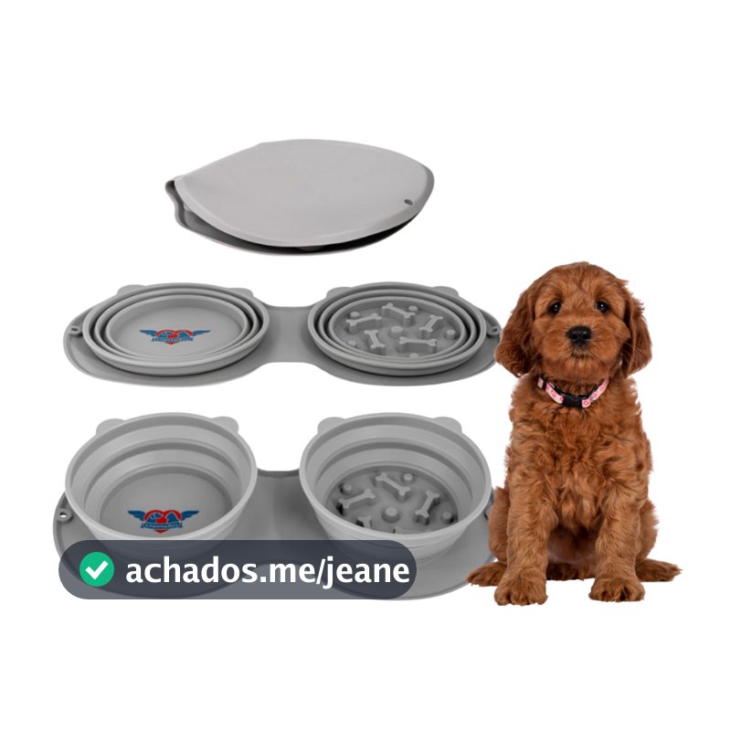 Comedouro Cachorro Duplo Para VIAGEM ou AVENTURA Compacto Fácil Limpeza Comedouro Gato Pet Bebedouro
