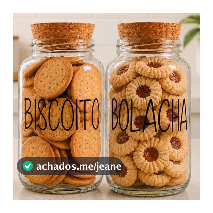 2 Potes de Vidro Biscoito + Bolacha 830 ml