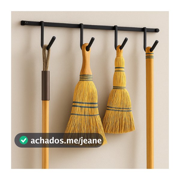 Kit 3 Suportes Organizador de Vassouras 4 Ganchos Suporte Parede Reforçado Cozinha Banheiro Racks