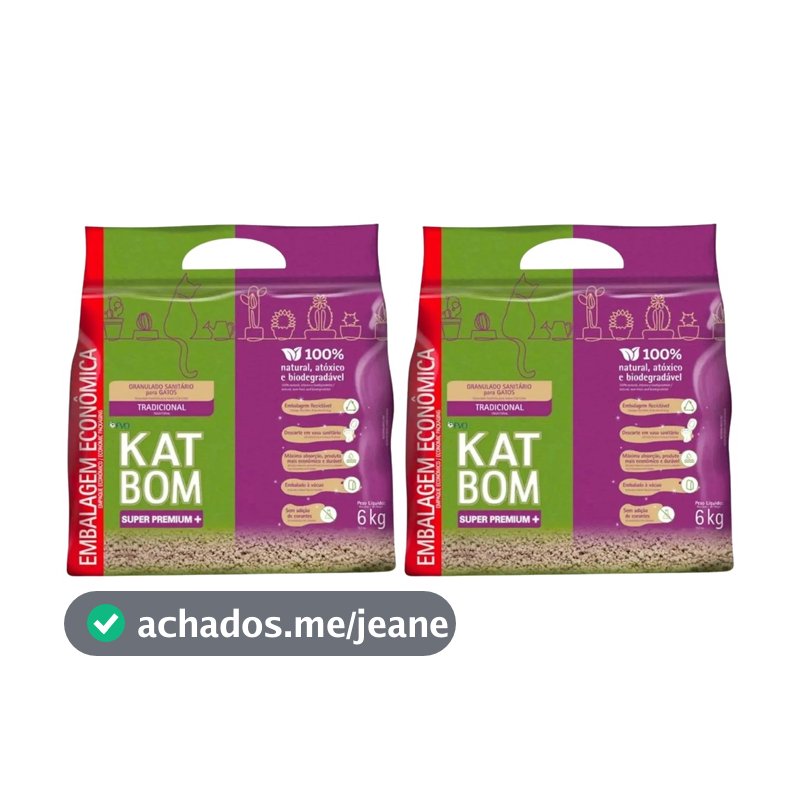 Areia Higiênica 2 un Katbom Gatos Granulado Tradicional 6kg