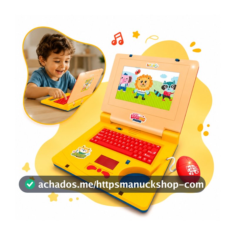 Notebook Brinquedo Laptop Computador Infantil Musical Luz e Educativo Presente Meninos e Meninas