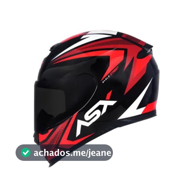 Capacete fechado ASX Eagle Street Brilhante Preto/Vermelho/Branco