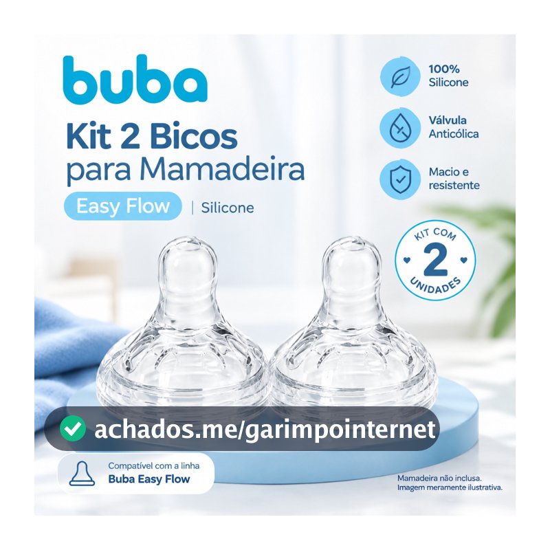 Kit 2 Bicos para Mamadeira Easy Flow Buba Silicone
