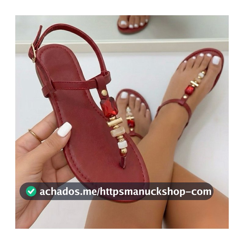 Sandália Feminina Rasteirinha Chinelo - Rasteira Pedraria Verão Lançamento 2402