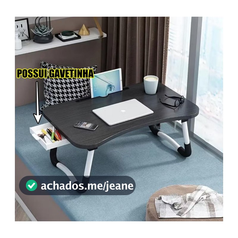 Mesa Portátil Estudos Dobrável para Notebook Home Office Mesinha café Madeira