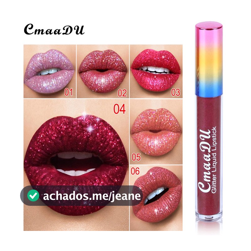 CmaaDu Sinfonia Diamantada À Prova D'água Brilhante Brilho Labial Feminino Transparente Batom De Morango