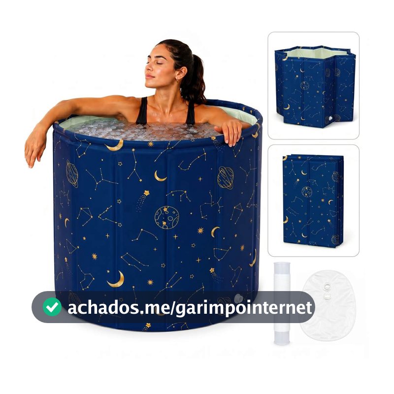 Banheira Dobrável Portátil 70cm SPA Ofurô Reforçado Drenagem Rápida Casa Adulto