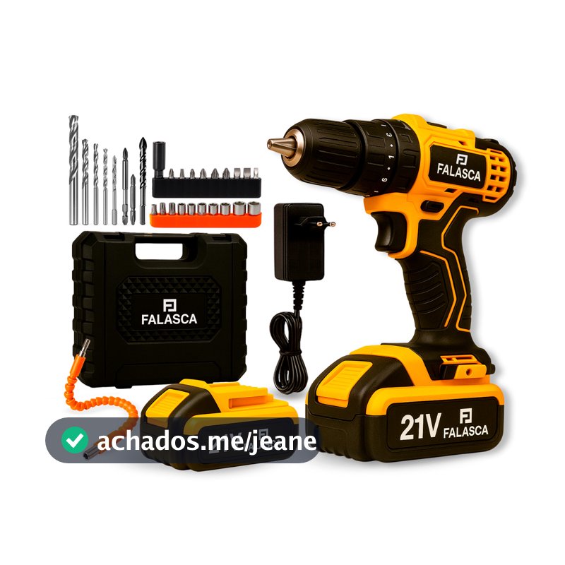 PARAFUSADEIRA E FURADEIRA A BATERIA PF21B2 21V COM DUAS BATERIAS F02 4979 - FALASCA