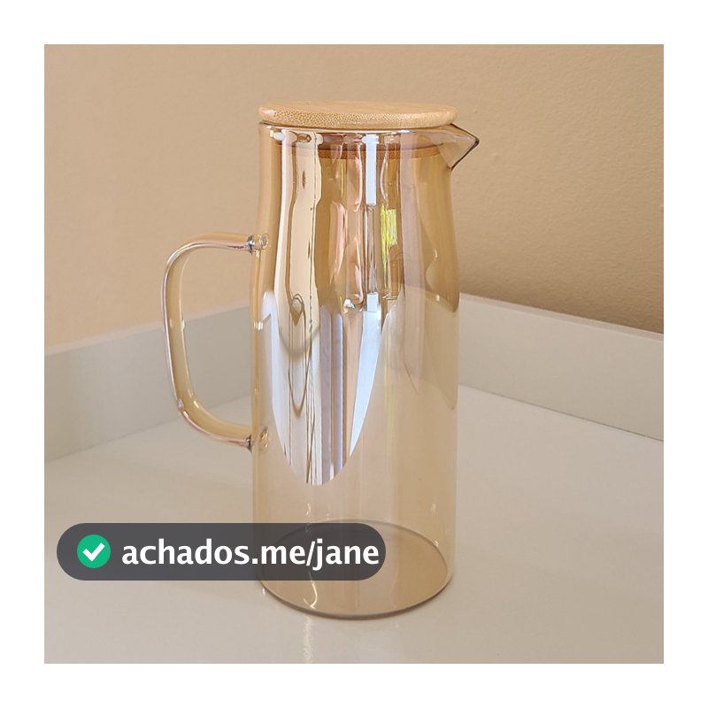 Jarra de Vidro 1 Litro Âmbar e Transparente com Tampa de Bambu Jarra de Vidro Borossilicato