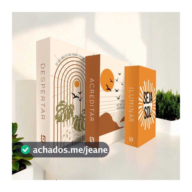 Caixa Livro Falso Decorativo Presente Fake Kit 3 Porta Objetos- Boho