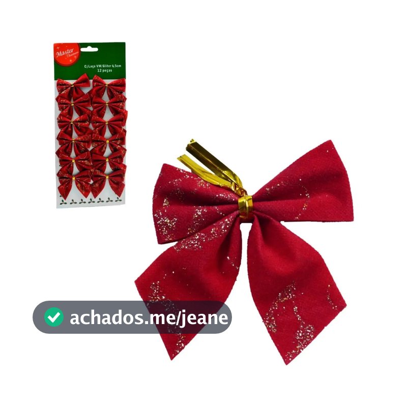 Kit 24 Enfeite Natalino De Laço De Natal  De Veludo 6,5cm Vermelho