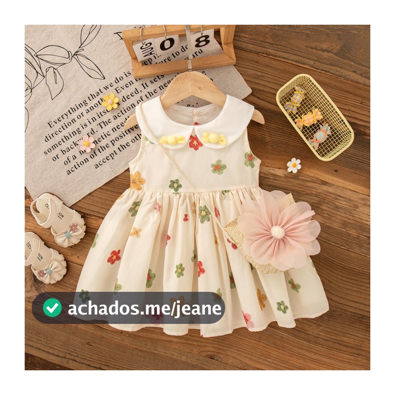 Verão Novo Vestido Colorido Flor Bebê Menina , Estilo Coreano Roupas Infantis Frescas E Pequenas Adequadas Para Bebês De