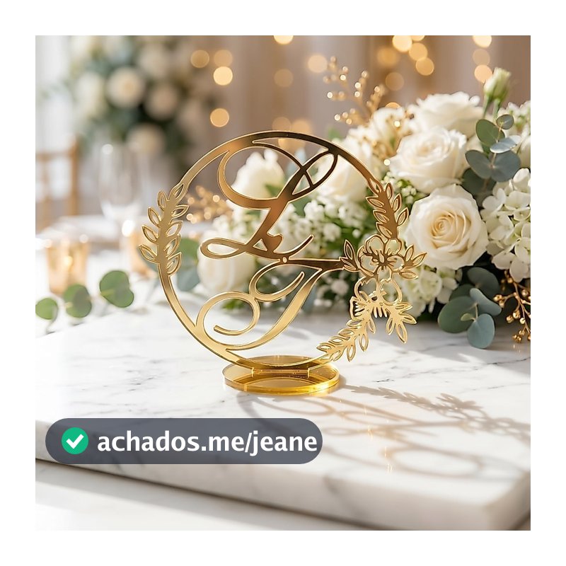 Topo De Bolo Personalizado Iniciais Para Casamento Acrílico Espelhado