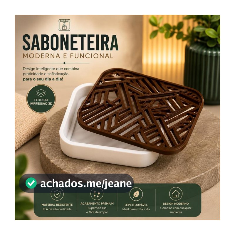 Saboneteira Moderna com Drenagem Porta Sabonete para Banheiro e Lavabo Impressão 3D Design Elegante