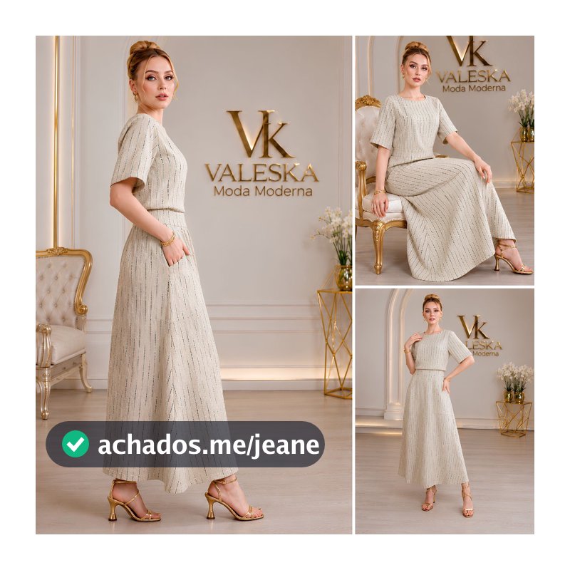 Conjunto Feminino BLUSA+SAIA LONGA DE DUNA LINHO | Moda Evangelica Moda Modesta envio rápido