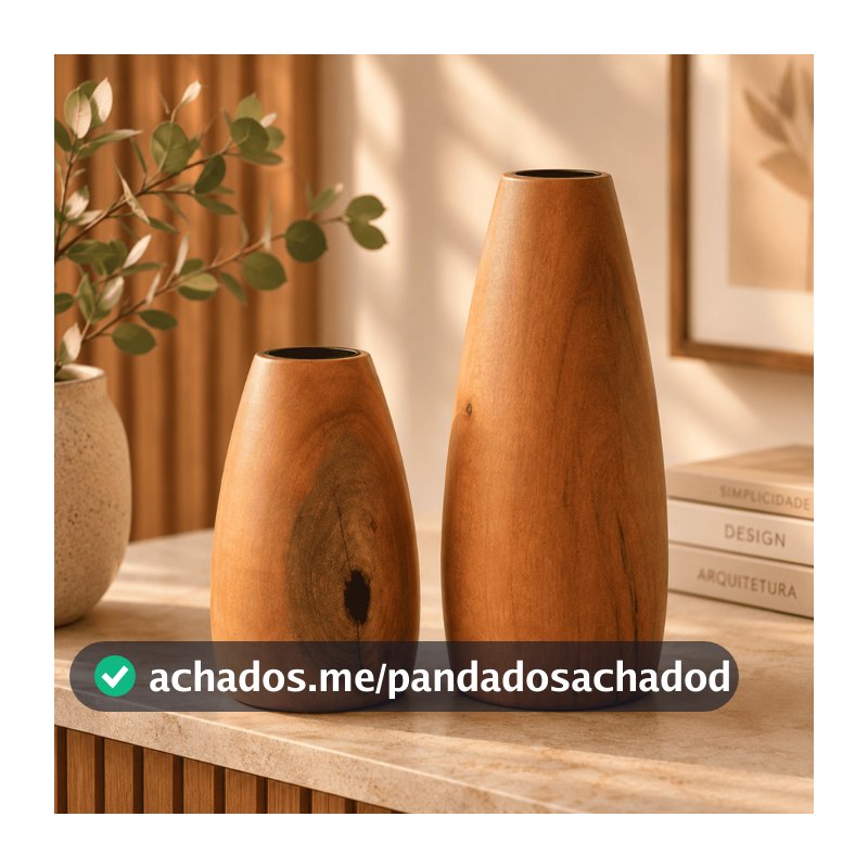 2 Jarros Em Madeira Maciça Para Decoração Artesanato Vasos  Enfeites Plantas E Aparadores
