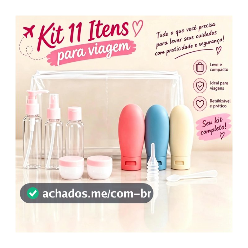 Kit 11 Frascos Porta Shampoo/ Cremes/ Plastico Para Viagem