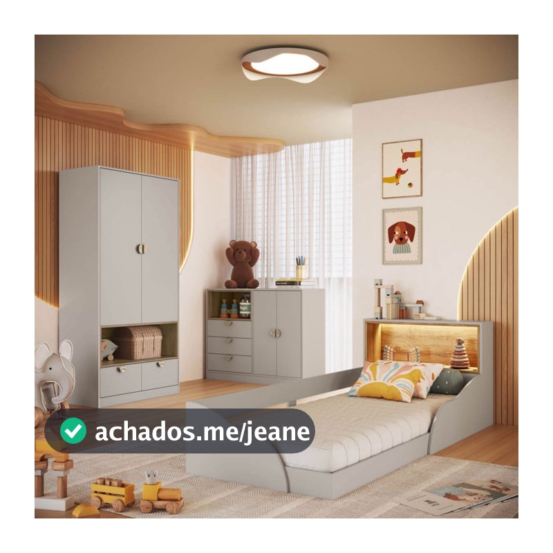 Quarto Infantil Completo Montessoriana Lille 4 Portas 5 Gavetas com Led Arenas - Art In Móveis