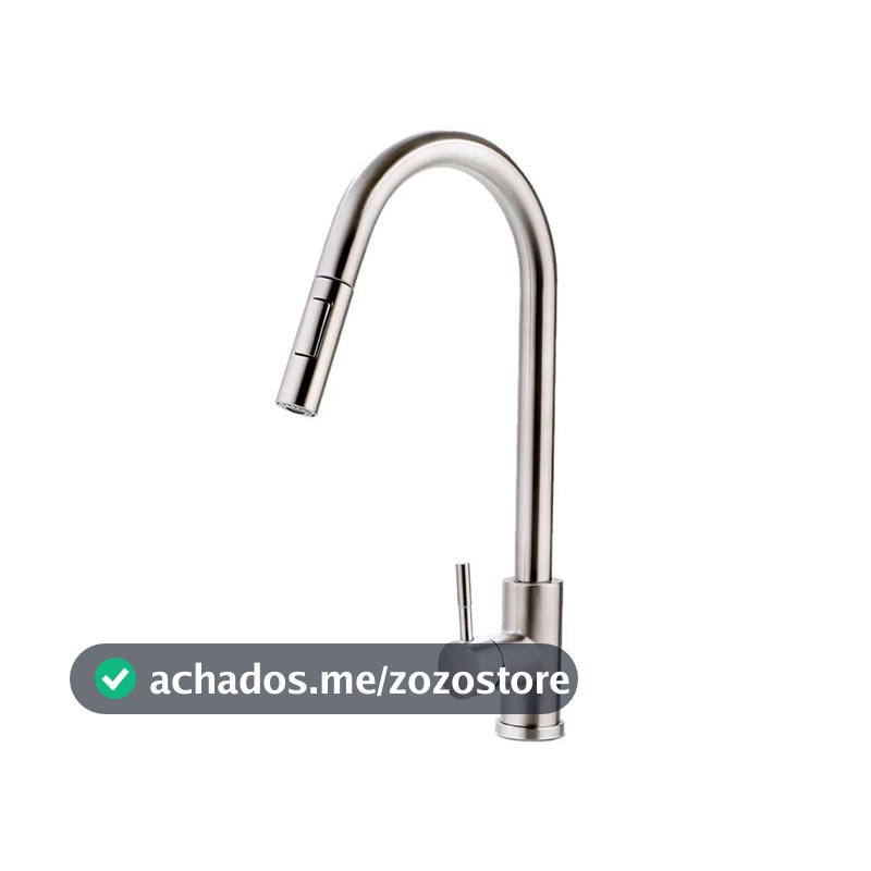 Torneira Para Cozinha Gourmet Misturador Monocomando Em Aço Inox 304 Escovado Iriri Pingoo - Prata