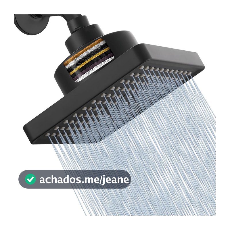 Chuveiro Teto Quadrado Cromado | Filtro Purificante chuva alta pressão elimina cloro banheiro residencial doméstico